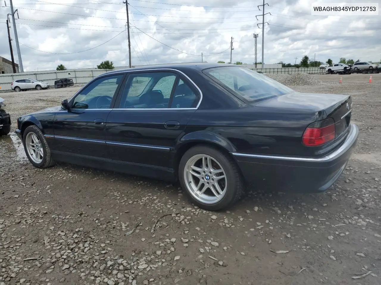 2000 BMW 740 Il VIN: WBAGH8345YDP12753 Lot: 56786345