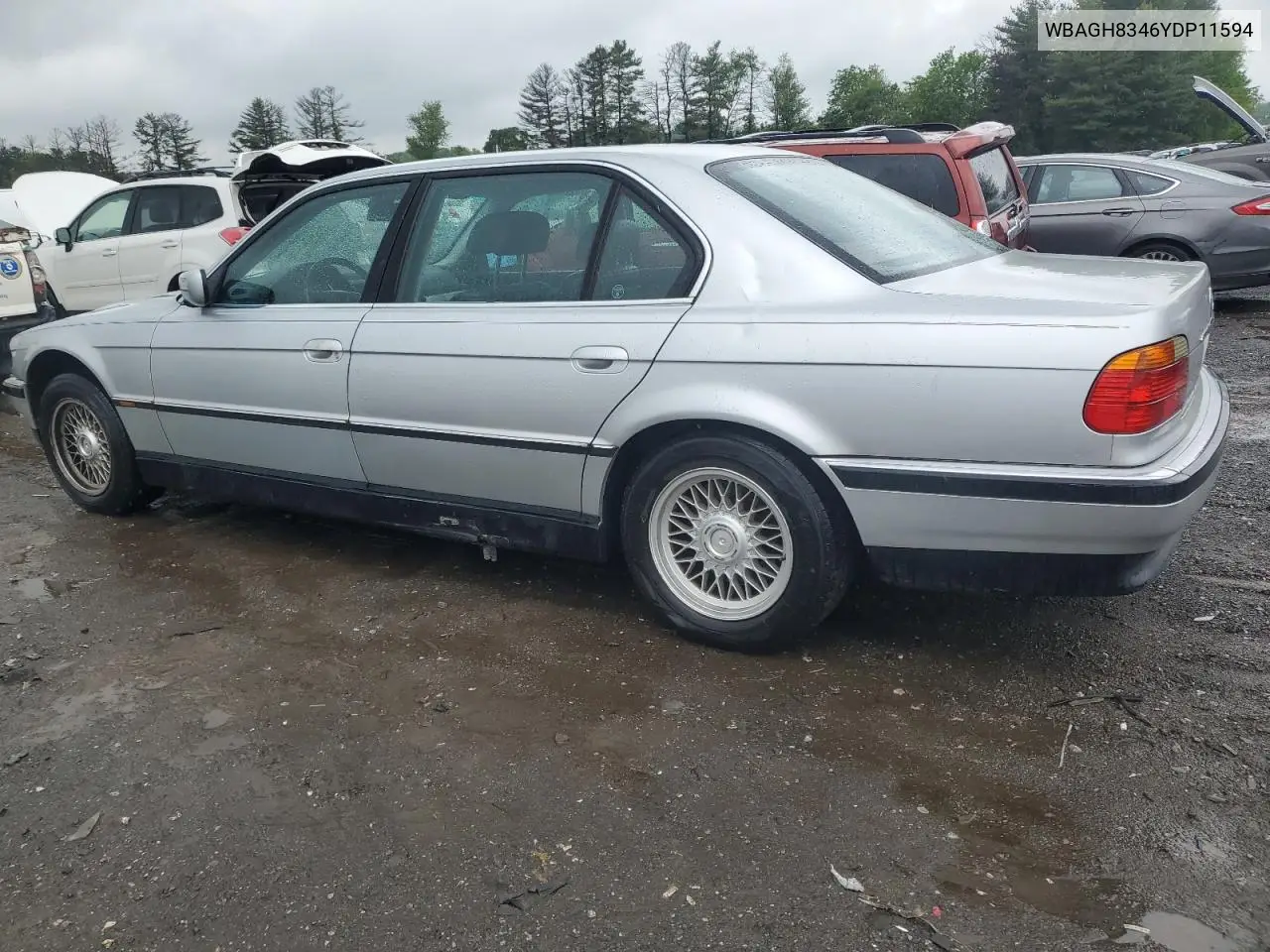 2000 BMW 740 Il VIN: WBAGH8346YDP11594 Lot: 56964665