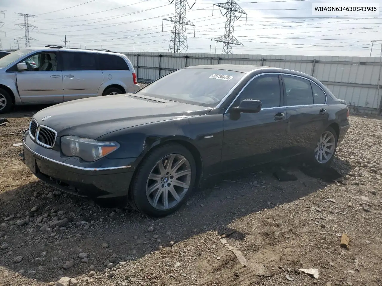 2003 BMW 745 Li VIN: WBAGN63463DS43985 Lot: 55730445