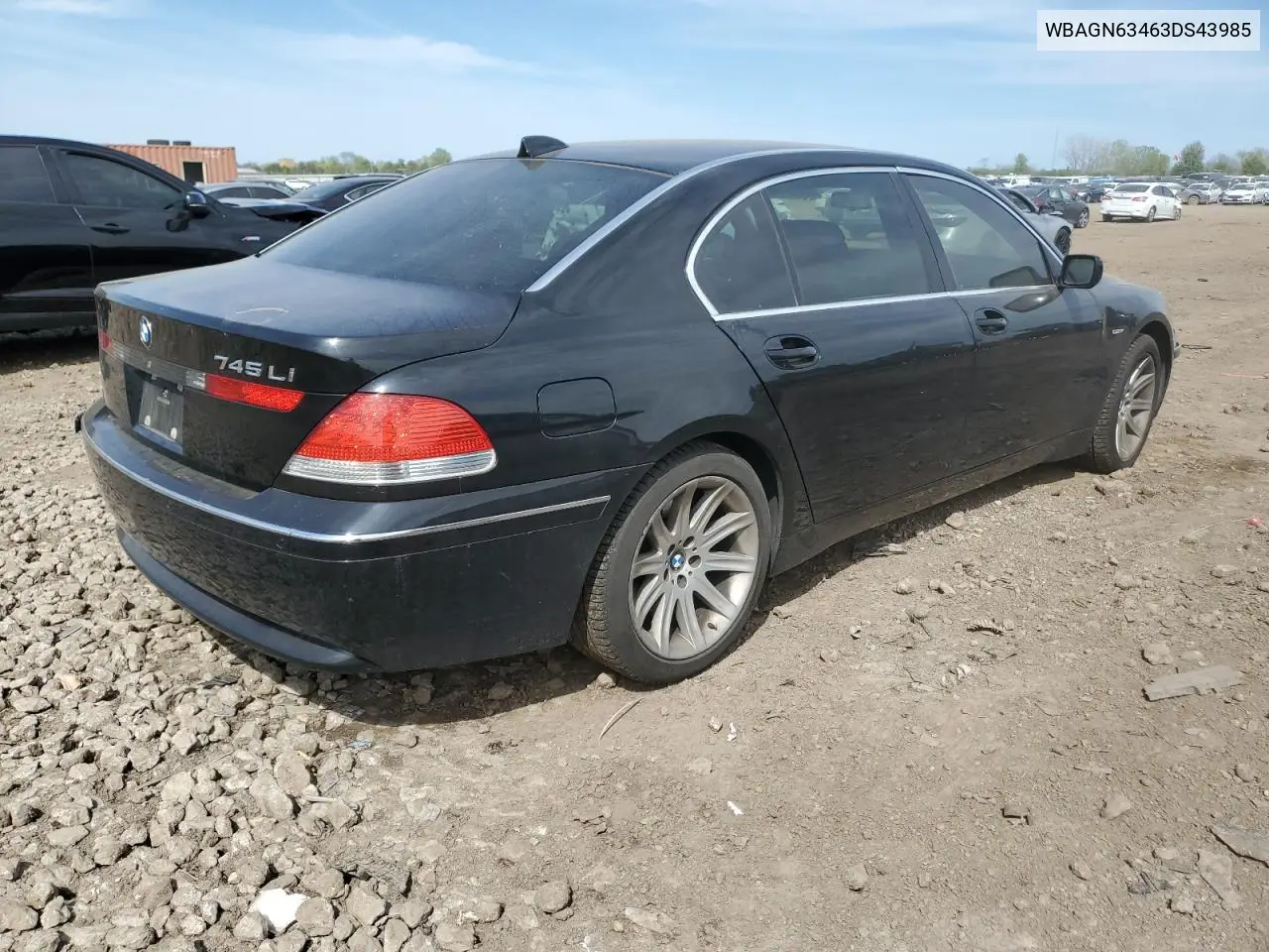 2003 BMW 745 Li VIN: WBAGN63463DS43985 Lot: 55730445