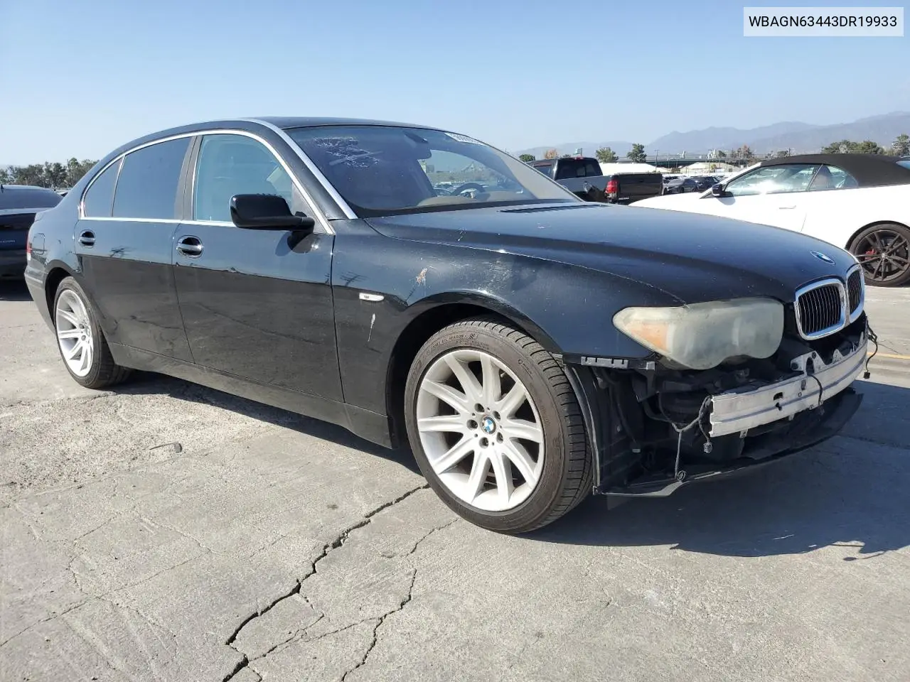 2003 BMW 745 Li VIN: WBAGN63443DR19933 Lot: 56068055