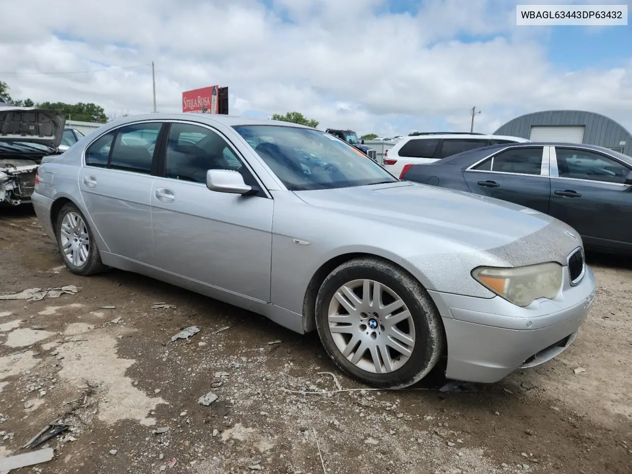 2003 BMW 745 I VIN: WBAGL63443DP63432 Lot: 60335925