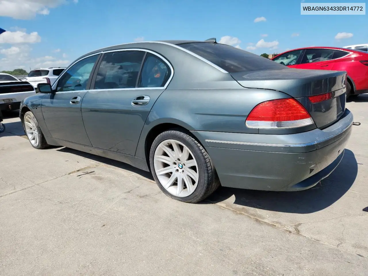 2003 BMW 745 Li VIN: WBAGN63433DR14772 Lot: 62383115