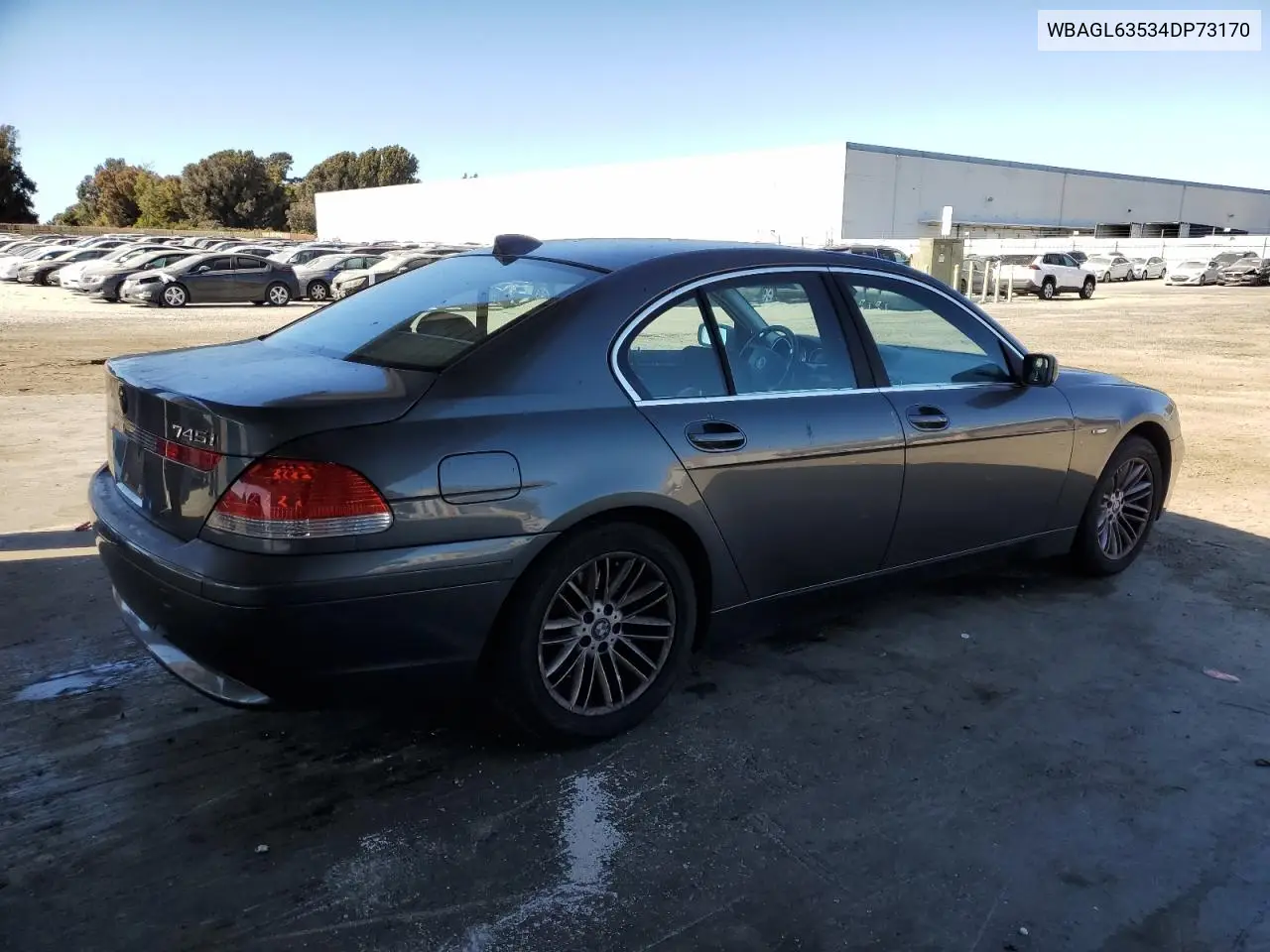 2004 BMW 745 I VIN: WBAGL63534DP73170 Lot: 64250965