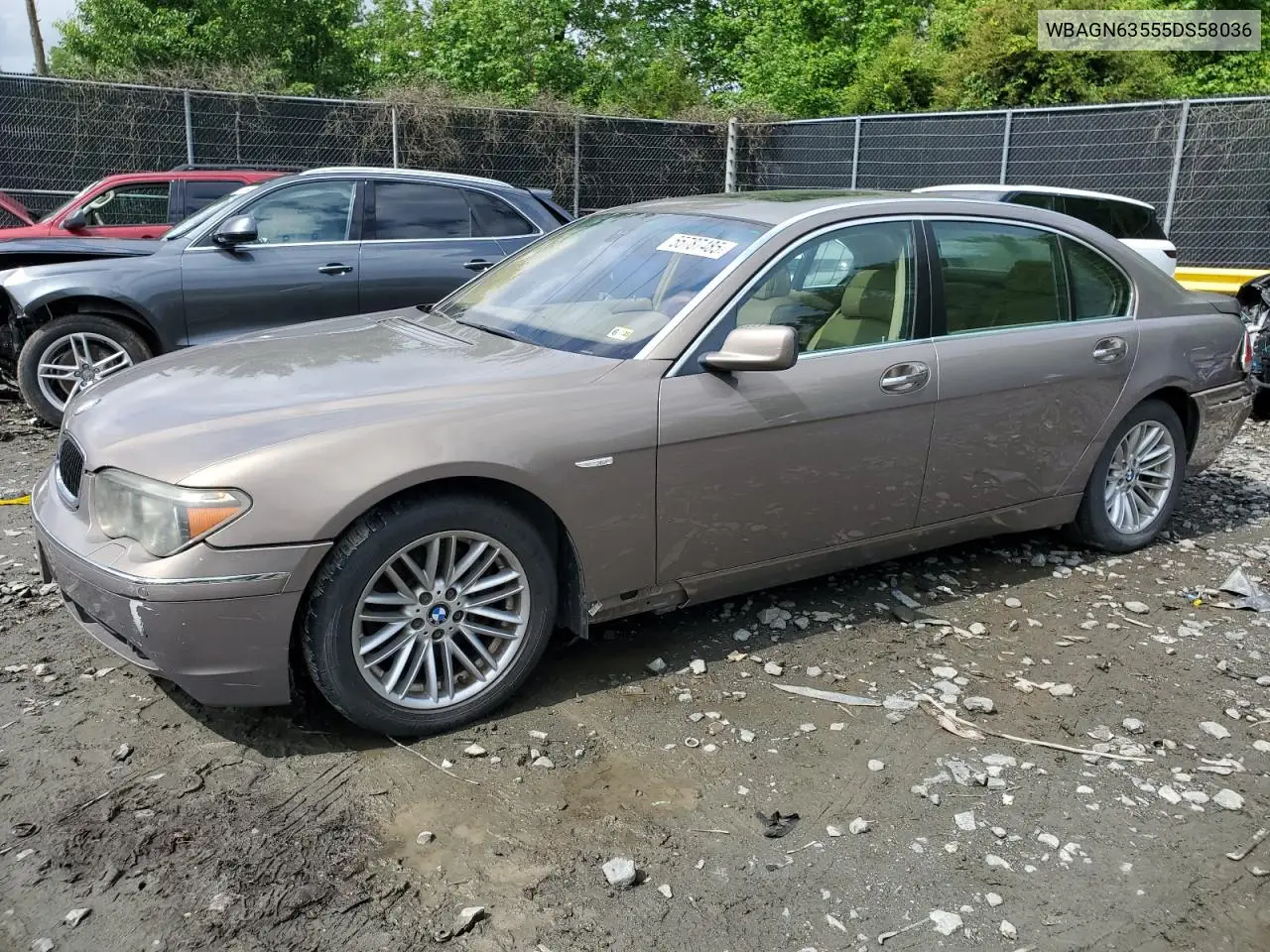 2005 BMW 745 Li VIN: WBAGN63555DS58036 Lot: 55787485