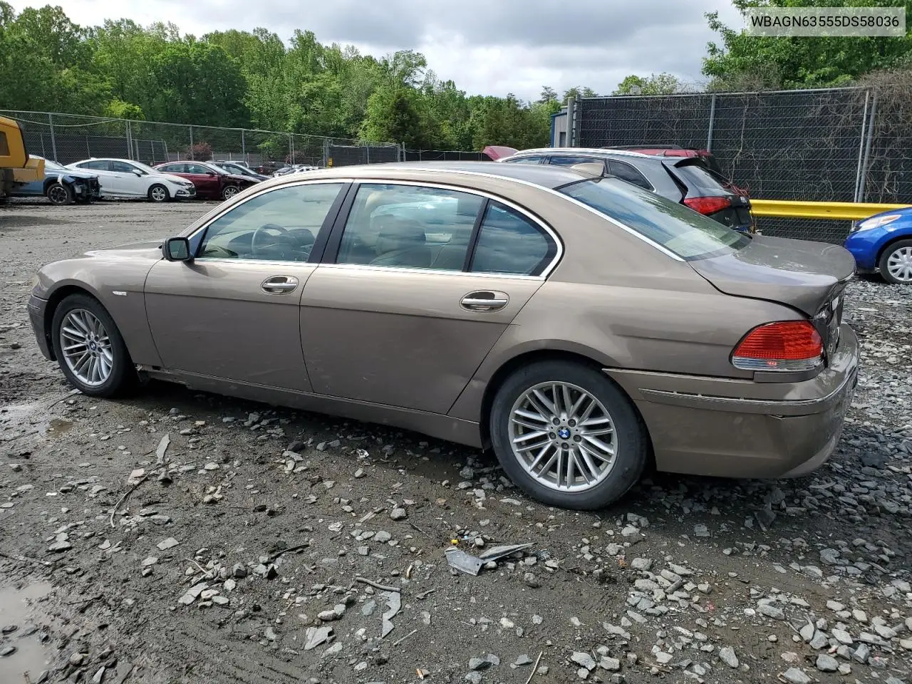 2005 BMW 745 Li VIN: WBAGN63555DS58036 Lot: 55787485