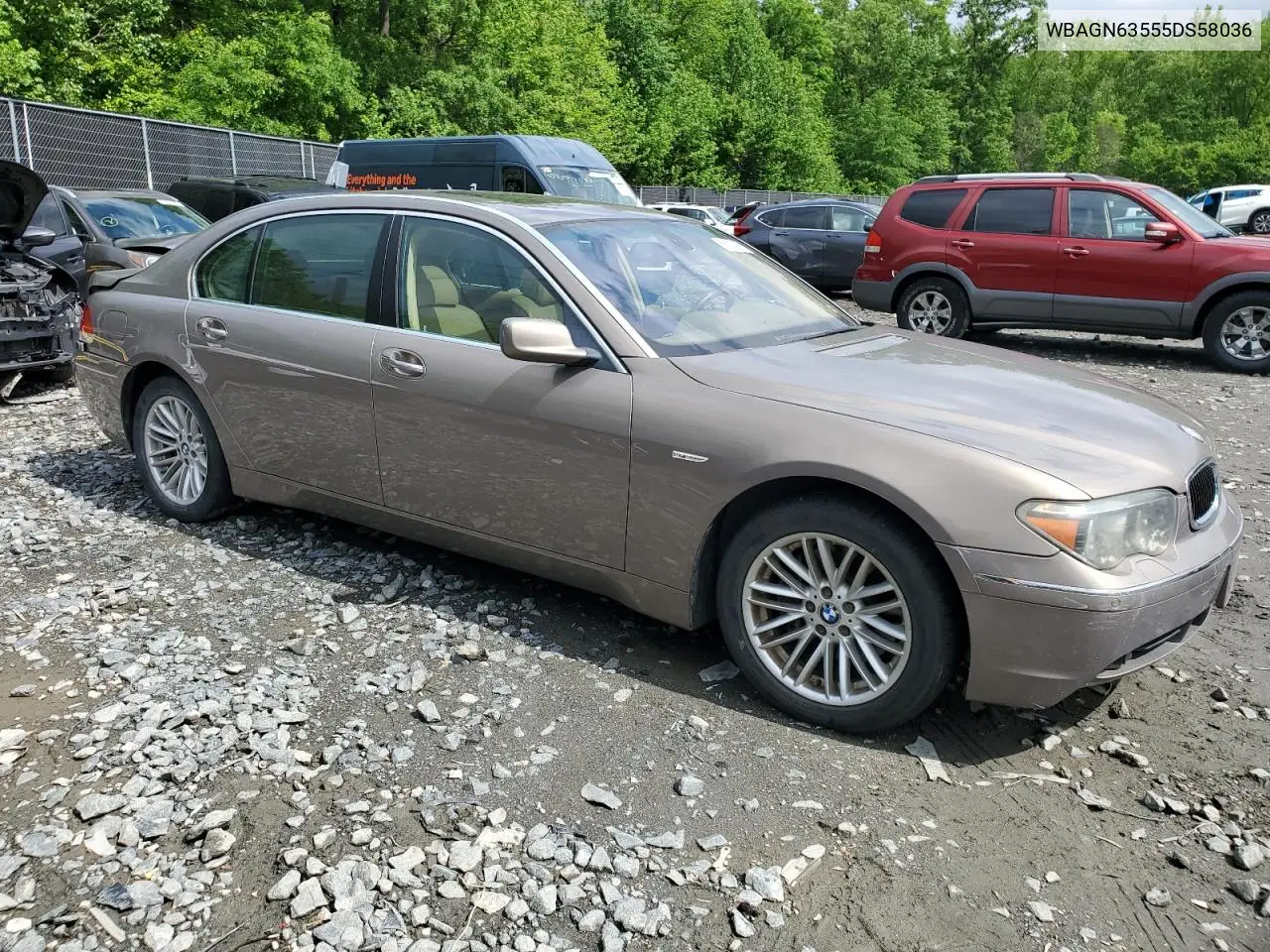 2005 BMW 745 Li VIN: WBAGN63555DS58036 Lot: 55787485