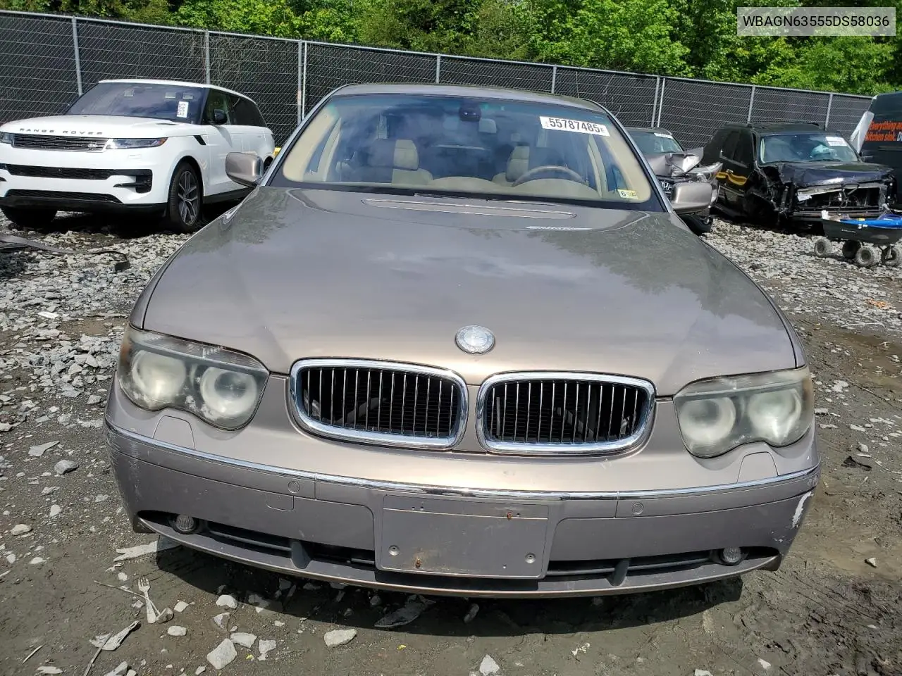 2005 BMW 745 Li VIN: WBAGN63555DS58036 Lot: 55787485