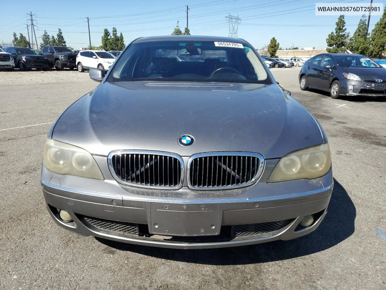 2006 BMW 750 Li VIN: WBAHN83576DT25981 Lot: 56534705