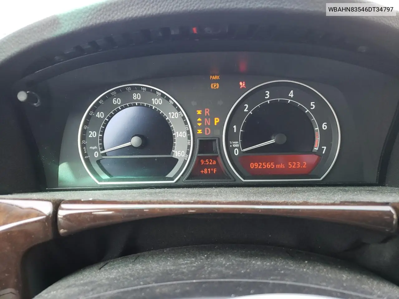 2006 BMW 750 Li VIN: WBAHN83546DT34797 Lot: 60511685