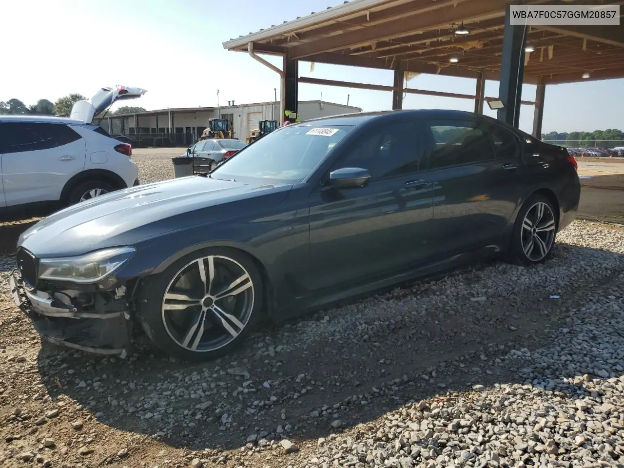 2016 BMW 750 I VIN: WBA7F0C57GGM20857 Lot: 61143845