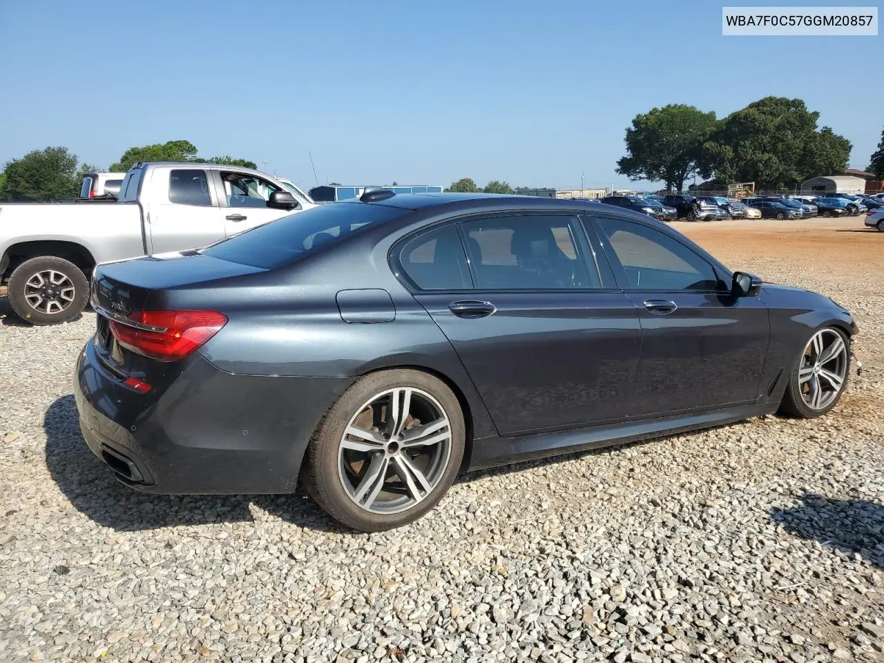 2016 BMW 750 I VIN: WBA7F0C57GGM20857 Lot: 61143845