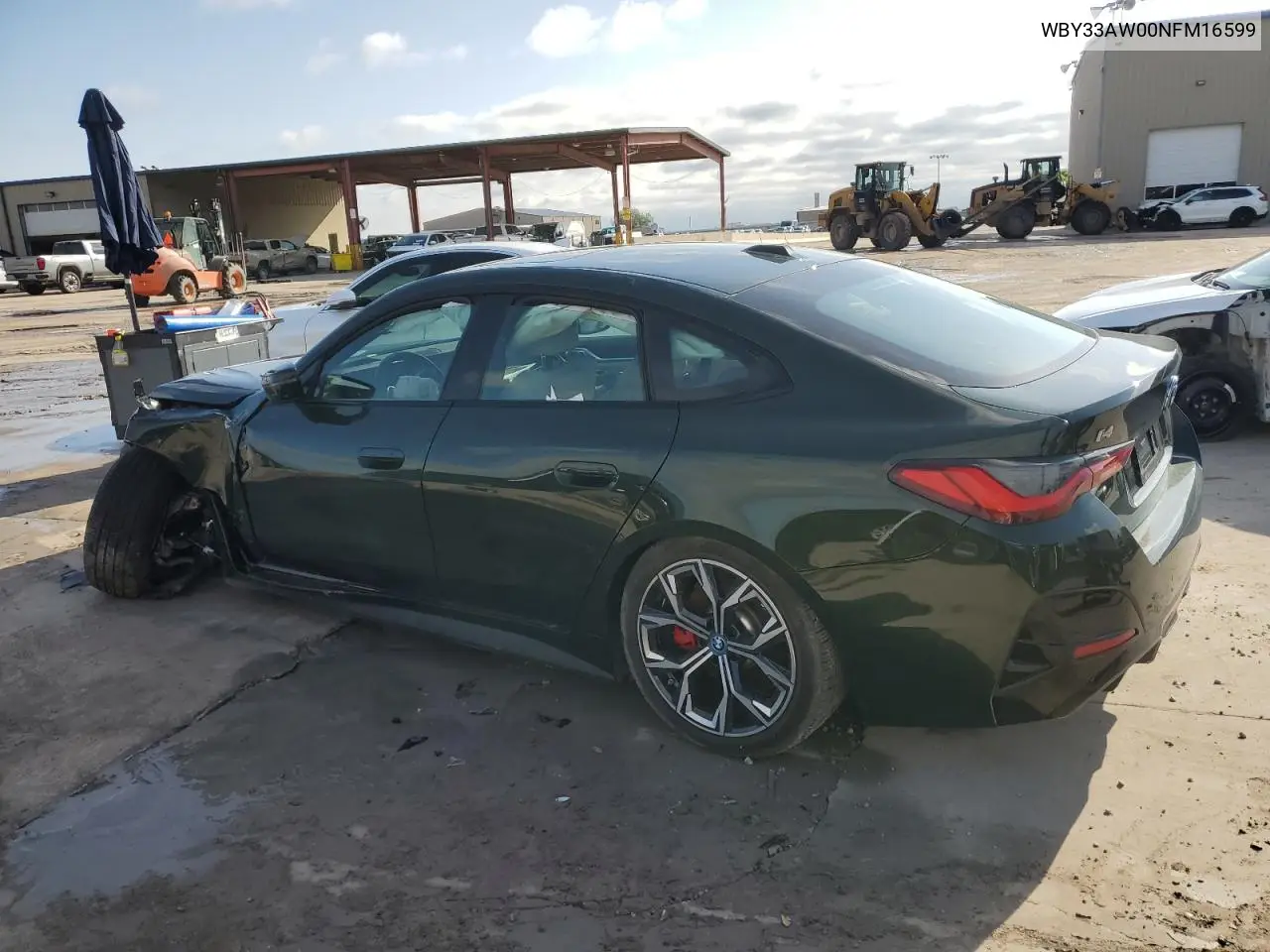 2022 BMW I4 M50 VIN: WBY33AW00NFM16599 Lot: 55399355