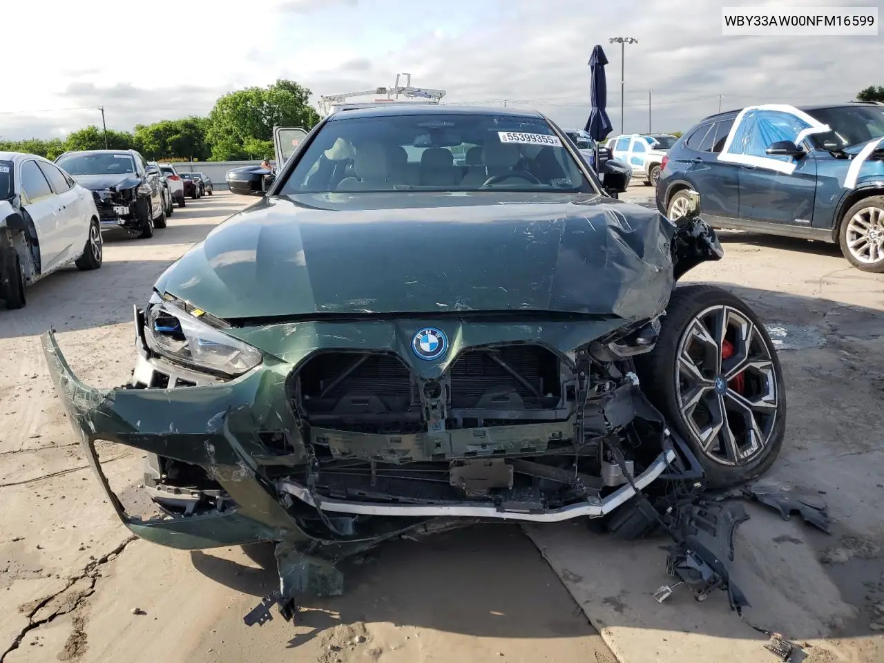 2022 BMW I4 M50 VIN: WBY33AW00NFM16599 Lot: 55399355