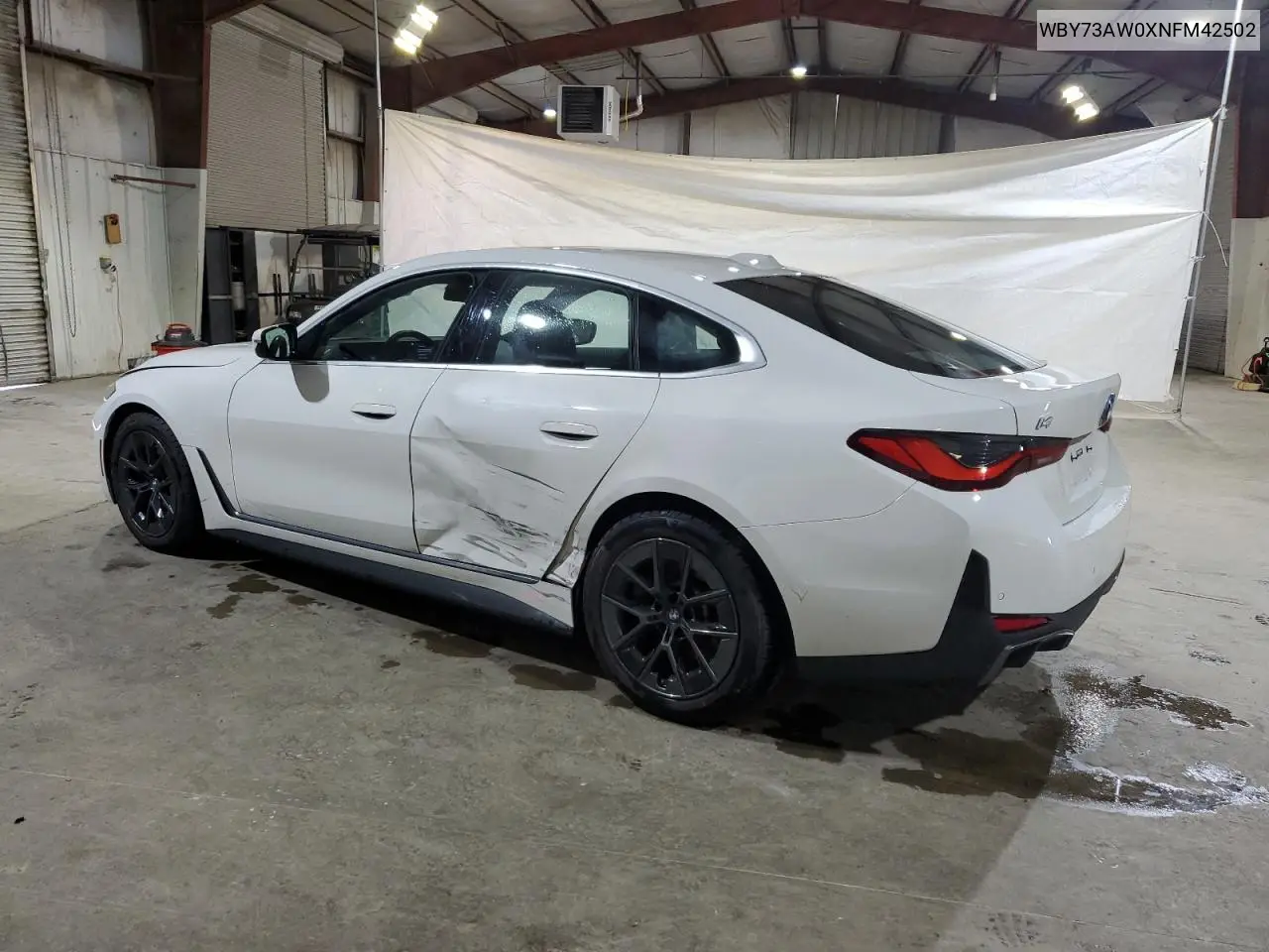 2022 BMW I4 Edrive 40 VIN: WBY73AW0XNFM42502 Lot: 57509235
