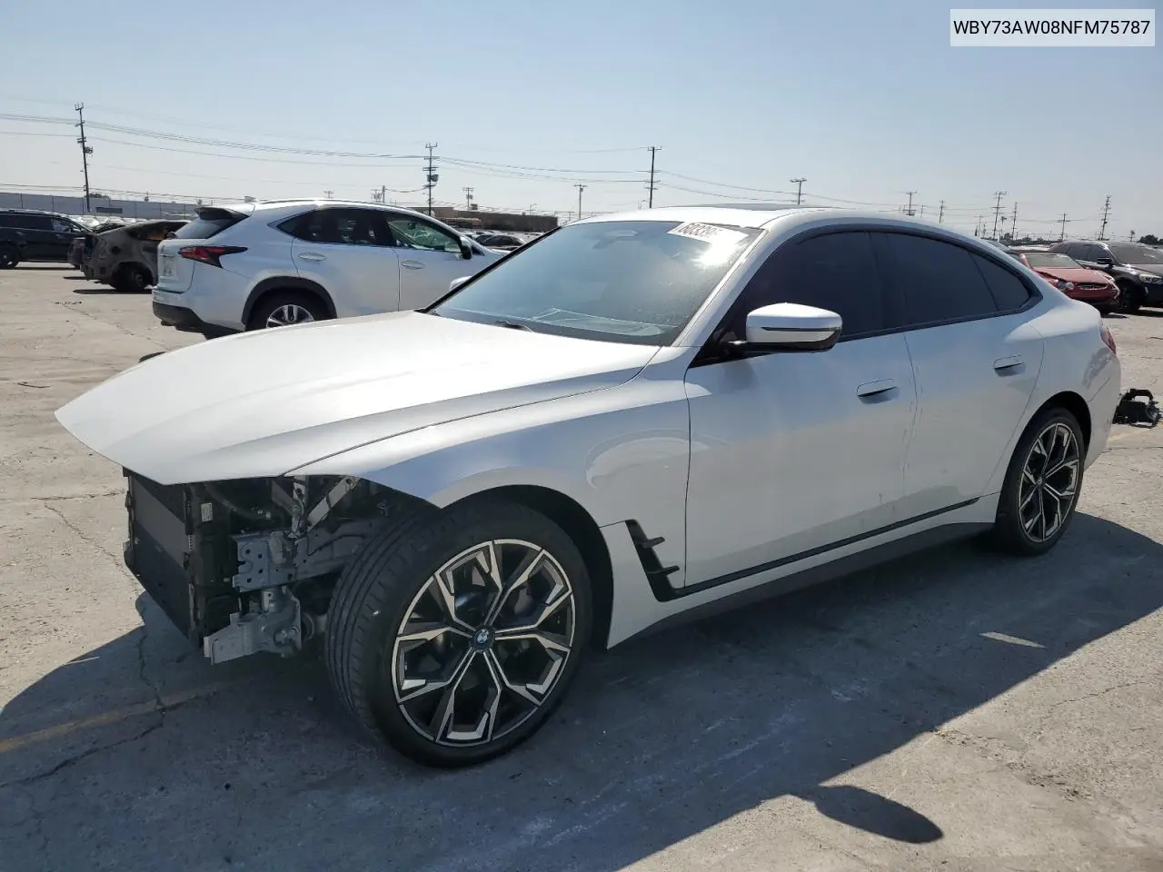 2022 BMW I4 Edrive 40 VIN: WBY73AW08NFM75787 Lot: 60339655
