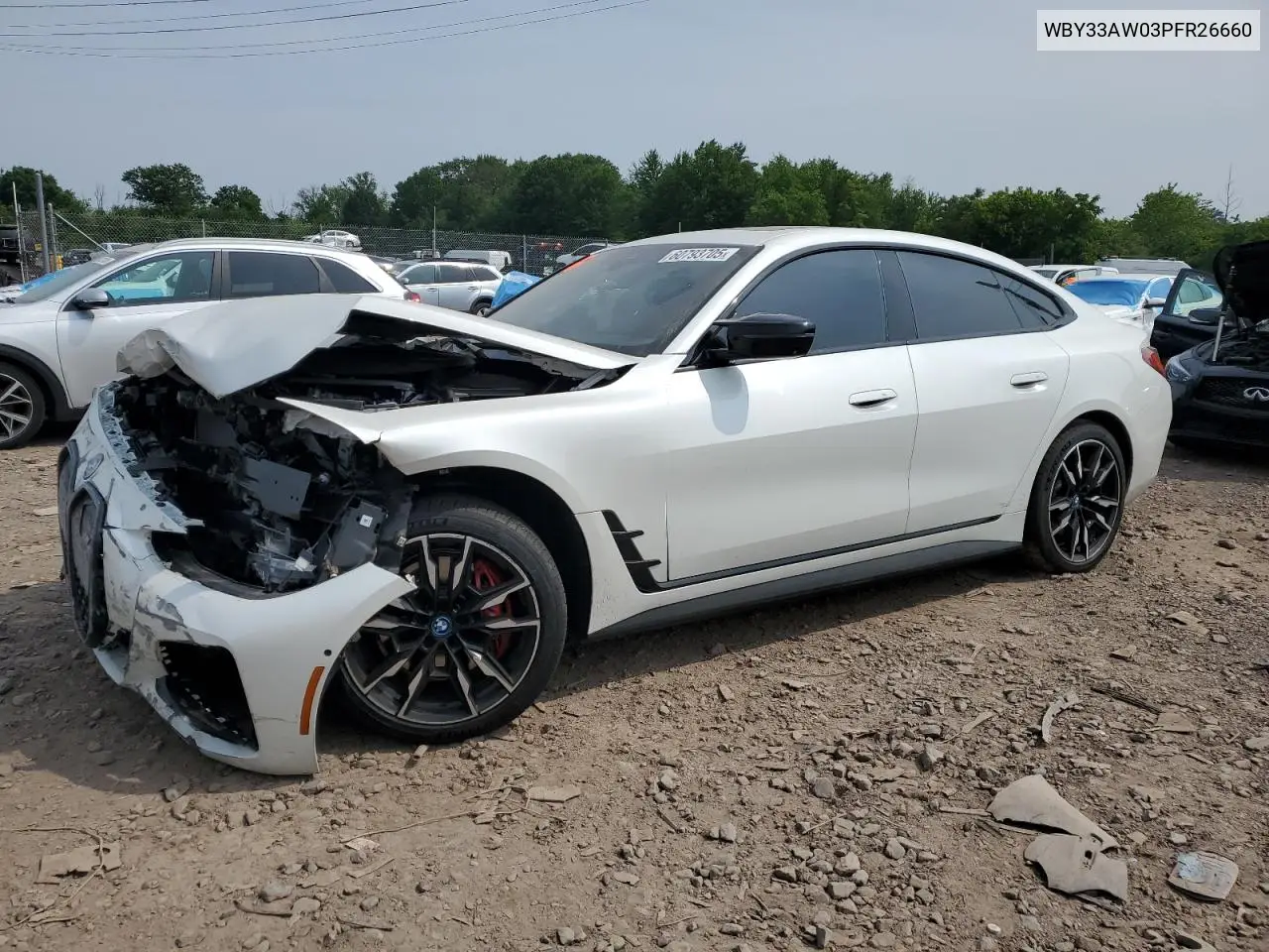 2023 BMW I4 M50 VIN: WBY33AW03PFR26660 Lot: 60793705