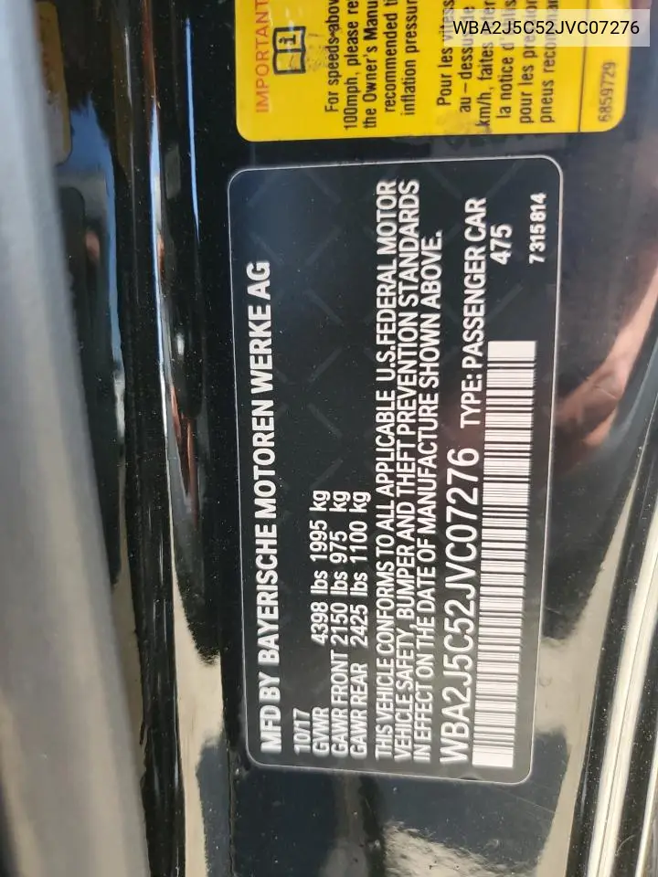 2018 BMW M240I VIN: WBA2J5C52JVC07276 Lot: 59146135