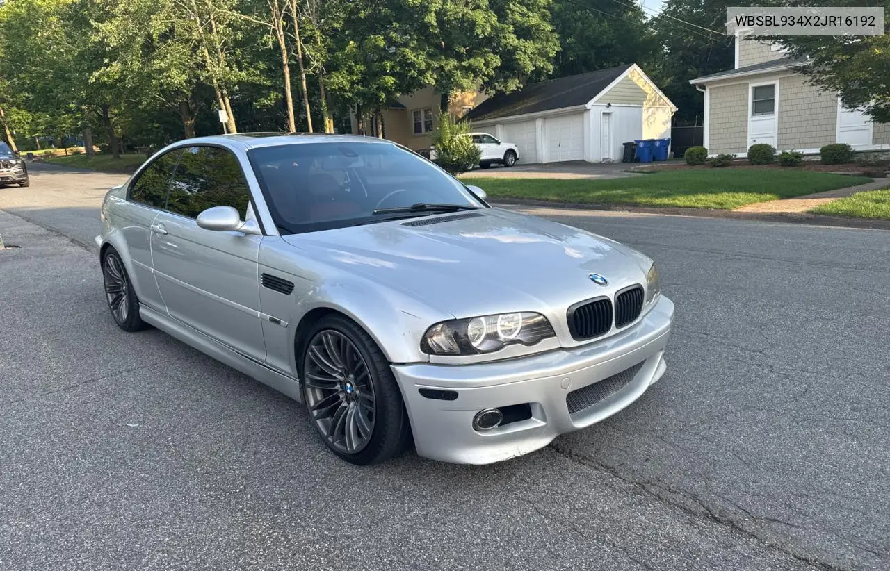 2002 BMW M3 VIN: WBSBL934X2JR16192 Lot: 62198015