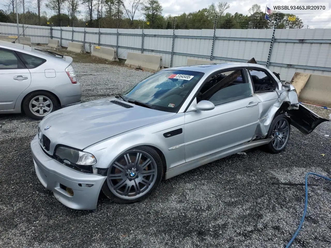 2003 BMW M3 VIN: WBSBL93463JR20970 Lot: 51645495