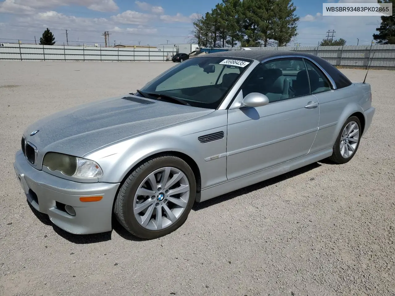2003 BMW M3 VIN: WBSBR93483PK02865 Lot: 55986435