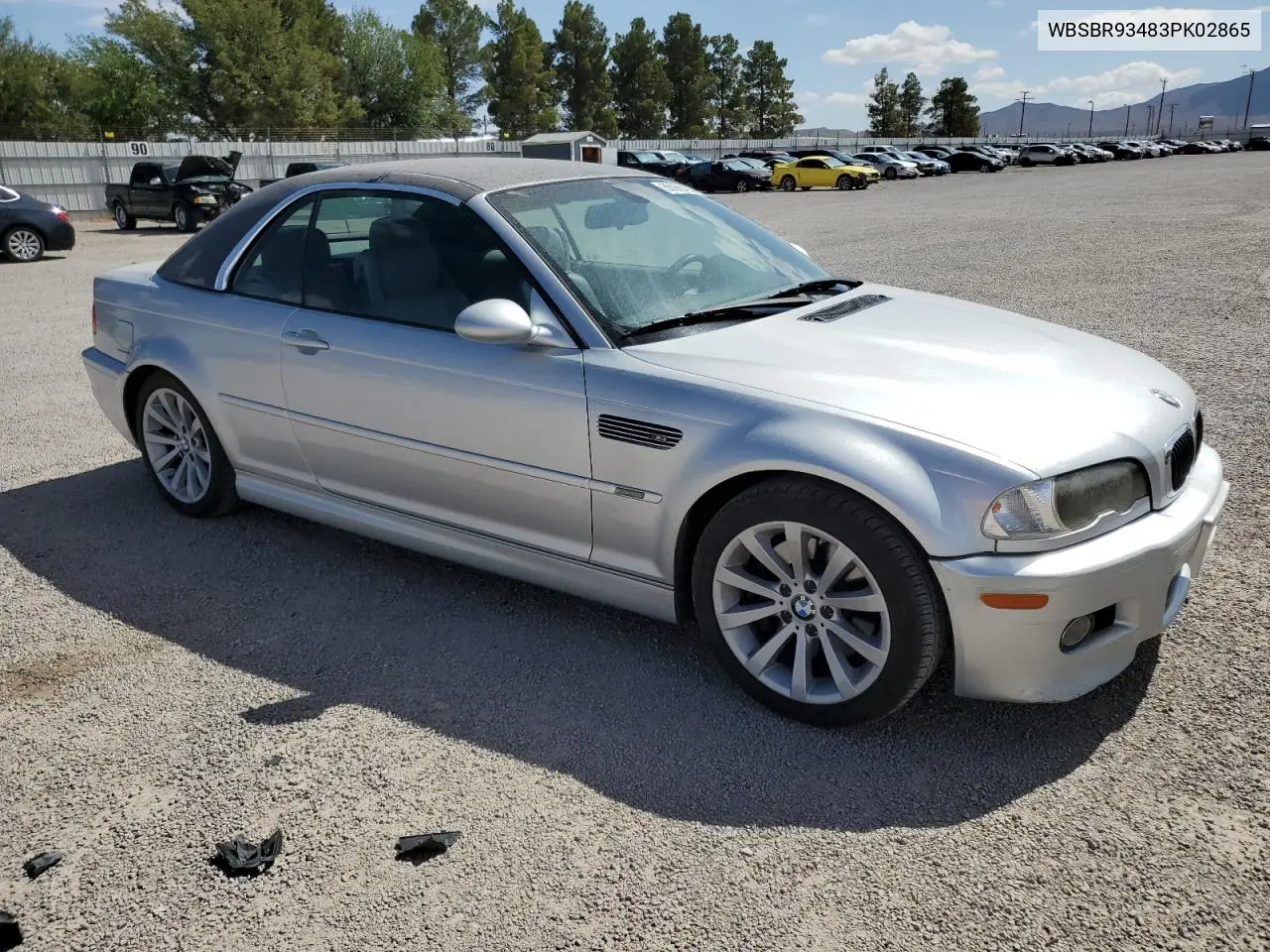 2003 BMW M3 VIN: WBSBR93483PK02865 Lot: 55986435