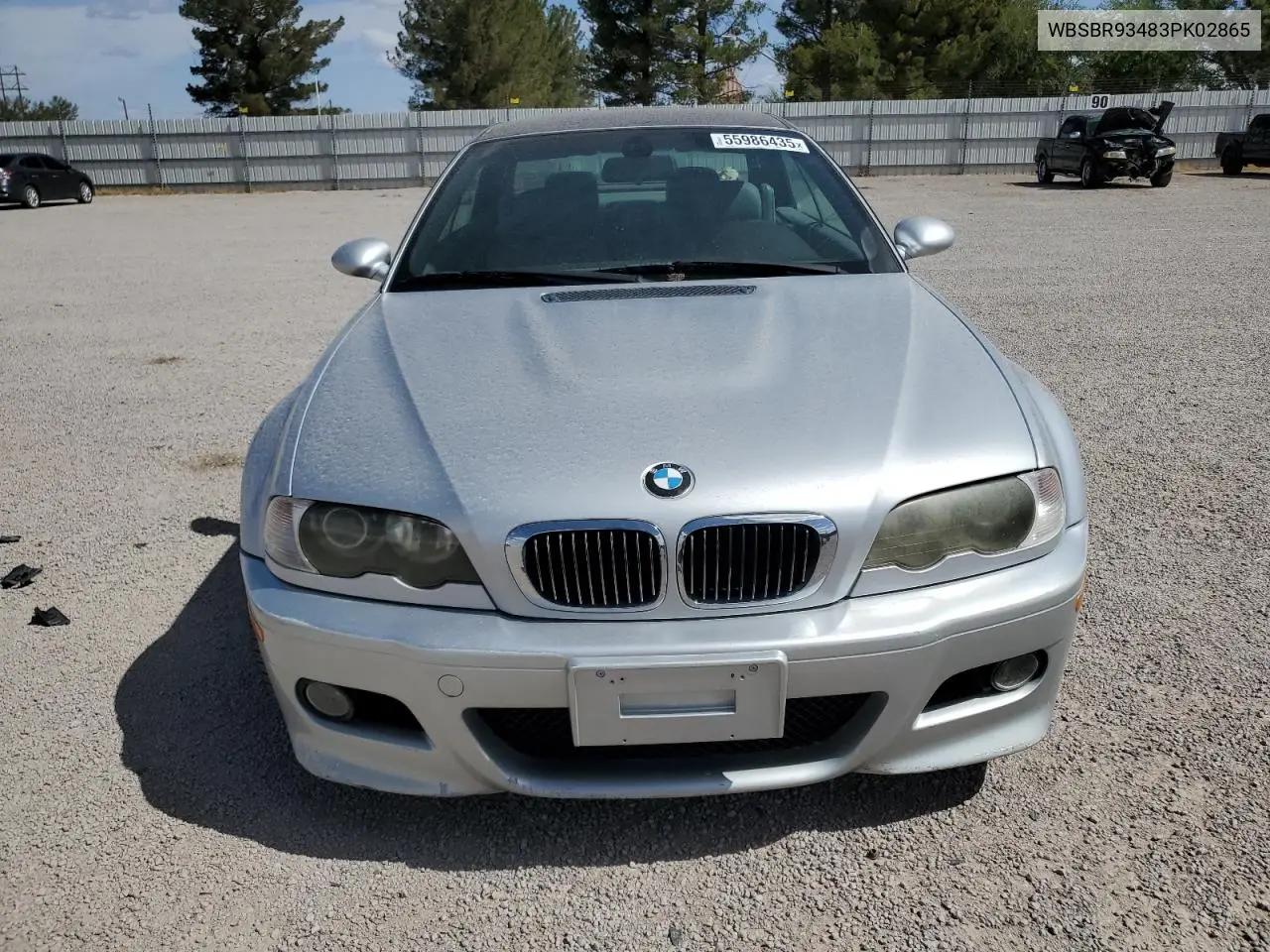 2003 BMW M3 VIN: WBSBR93483PK02865 Lot: 55986435