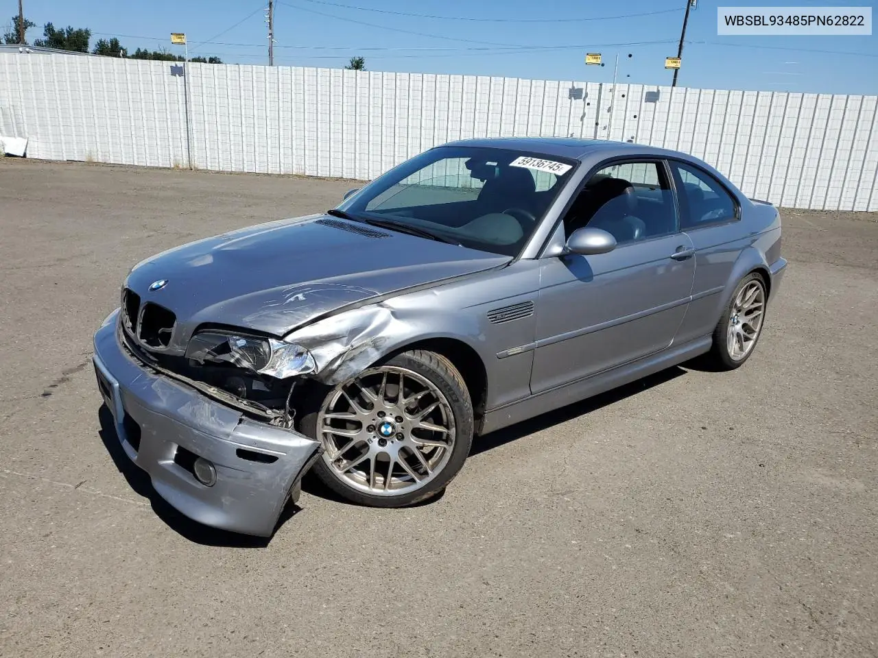 2005 BMW M3 VIN: WBSBL93485PN62822 Lot: 59136745