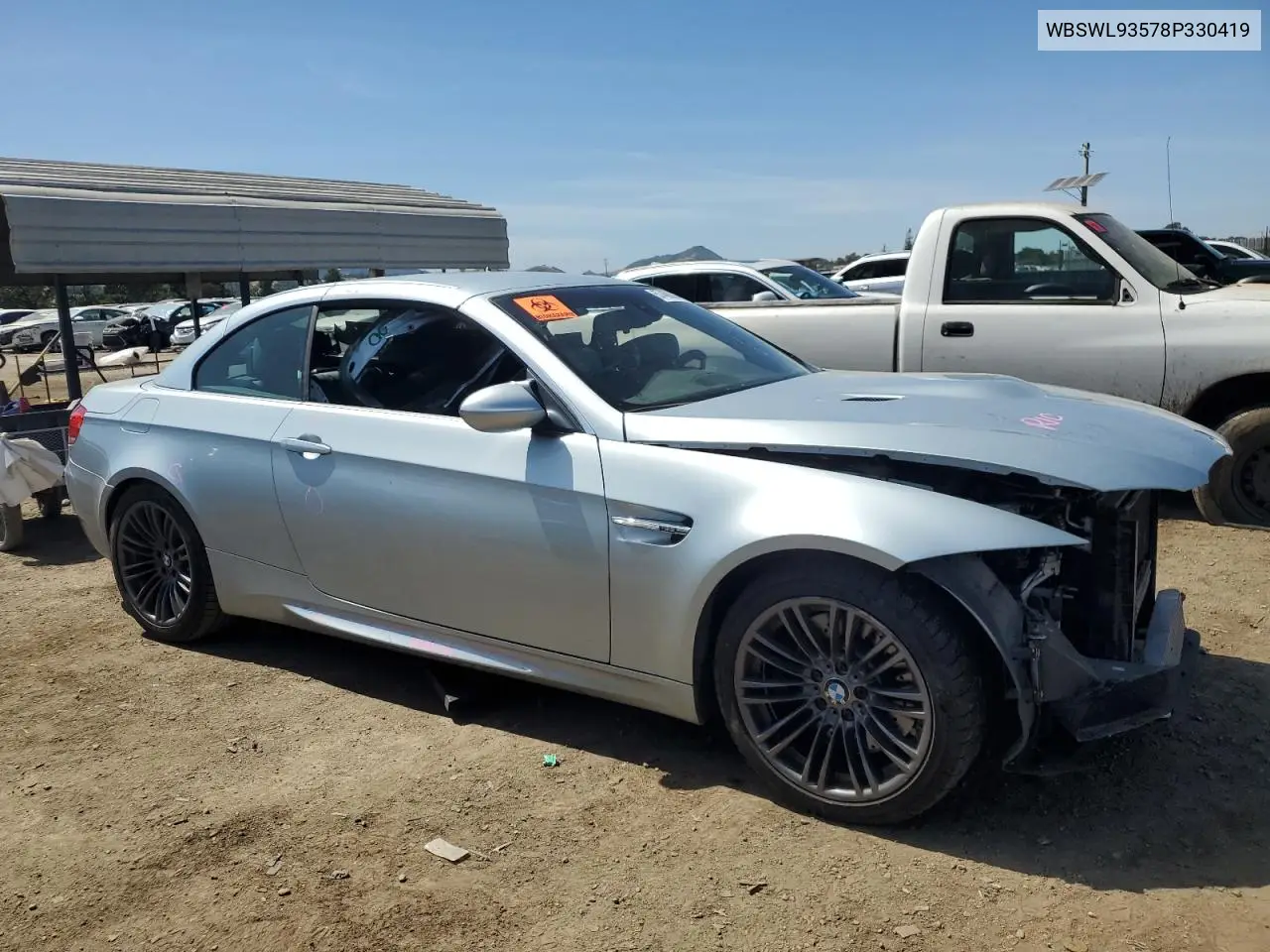 2008 BMW M3 VIN: WBSWL93578P330419 Lot: 57480885