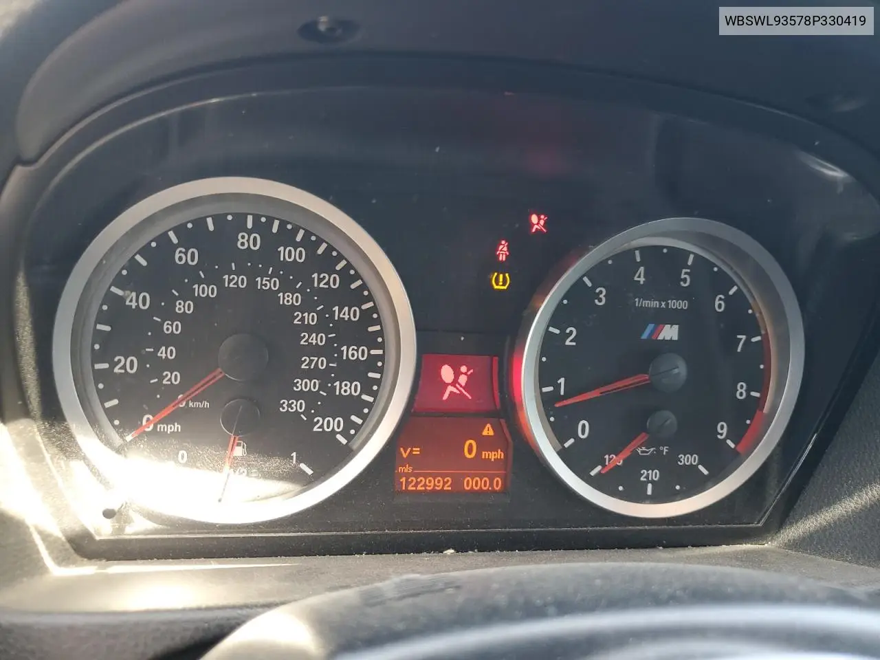 2008 BMW M3 VIN: WBSWL93578P330419 Lot: 57480885