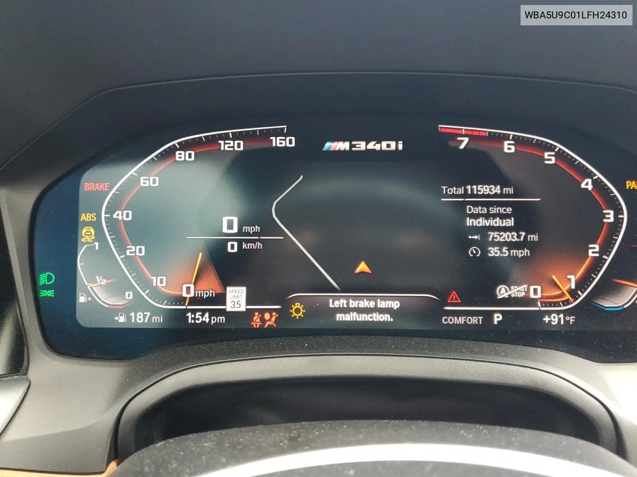 2020 BMW M340Xi VIN: WBA5U9C01LFH24310 Lot: 61524435