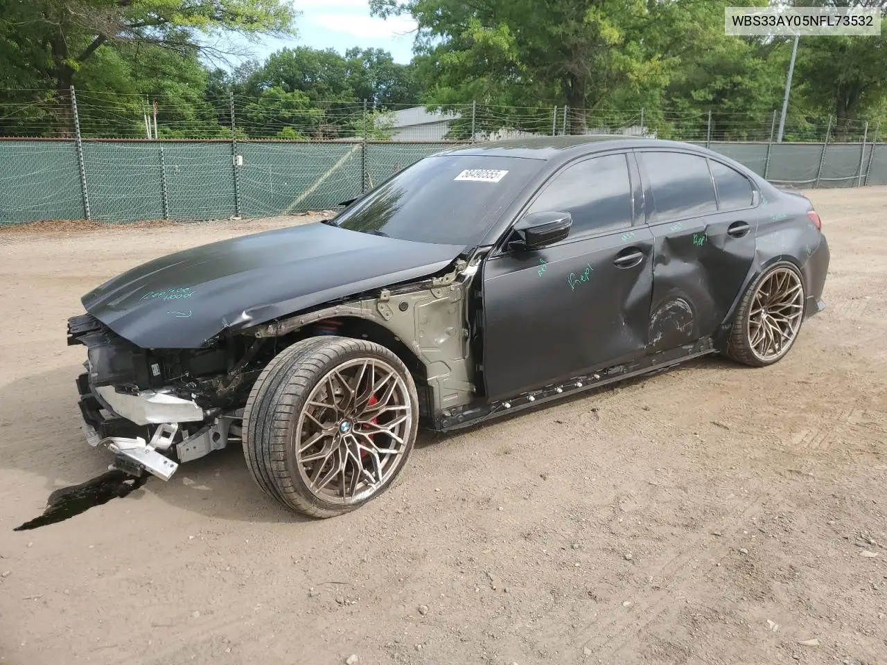 2022 BMW M3 Competition VIN: WBS33AY05NFL73532 Lot: 58490555