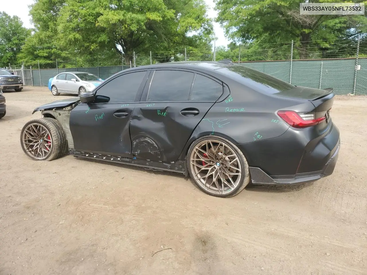 2022 BMW M3 Competition VIN: WBS33AY05NFL73532 Lot: 58490555