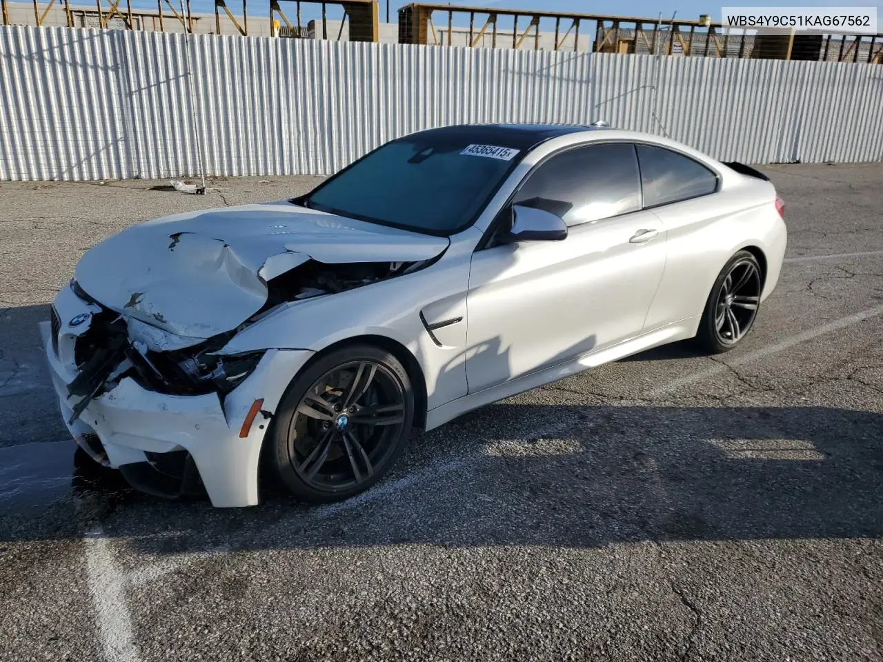 2019 BMW M4 VIN: WBS4Y9C51KAG67562 Lot: 45365415