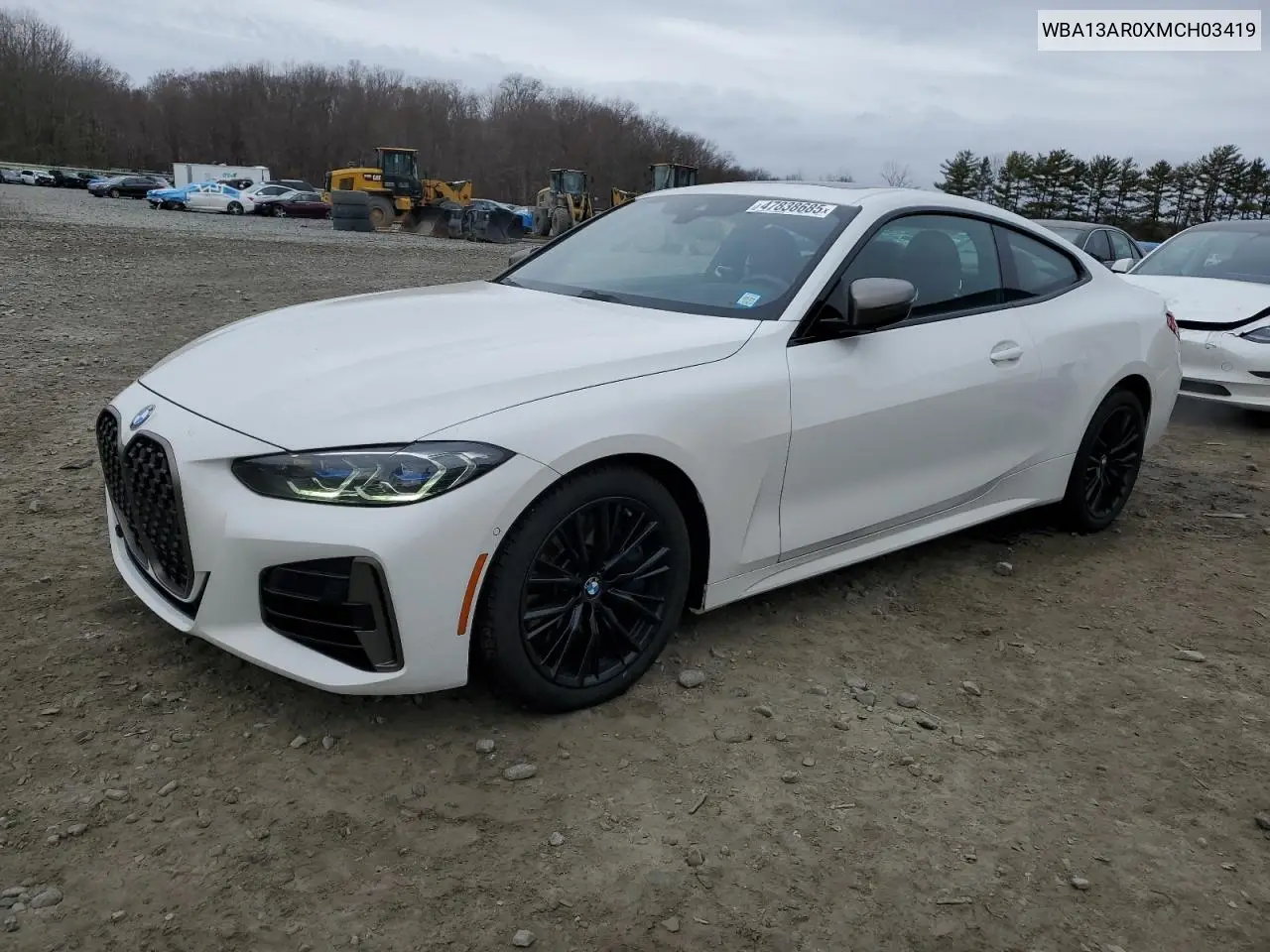 2021 BMW M440Xi VIN: WBA13AR0XMCH03419 Lot: 47838685