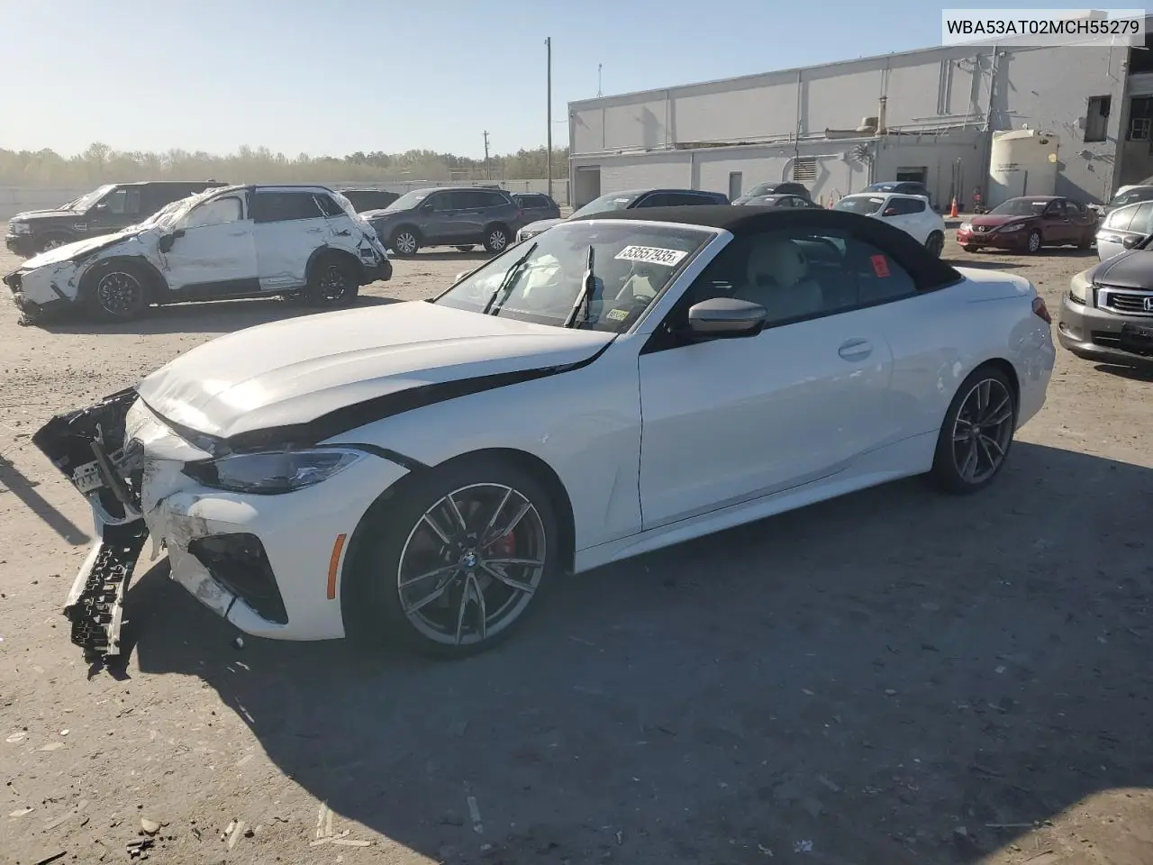 2021 BMW M440I VIN: WBA53AT02MCH55279 Lot: 53557935