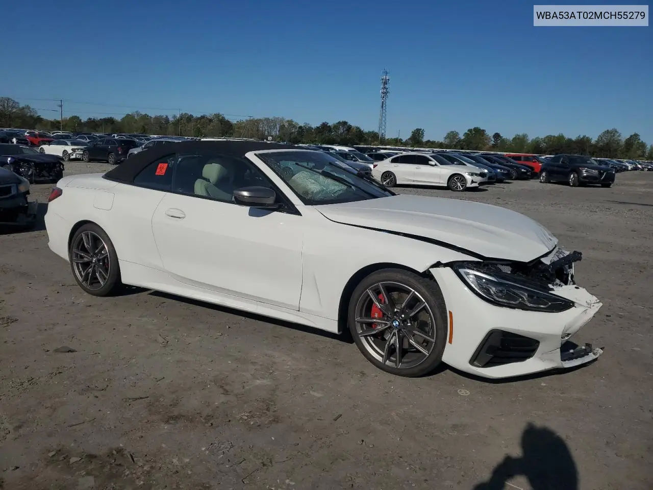 2021 BMW M440I VIN: WBA53AT02MCH55279 Lot: 53557935