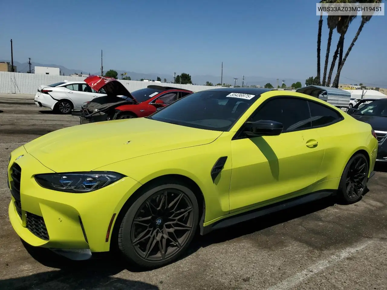 2021 BMW M4 Competition VIN: WBS33AZ03MCH19451 Lot: 55436975