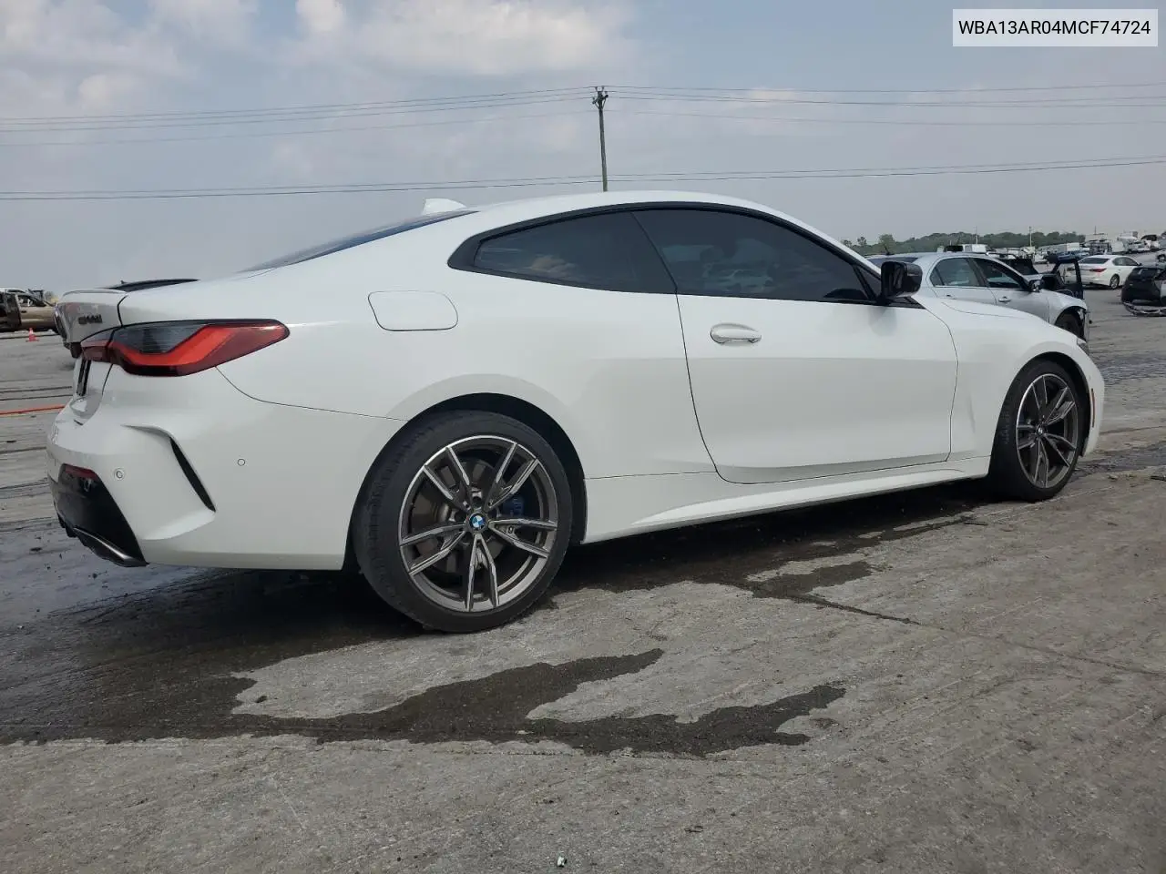 2021 BMW M440Xi VIN: WBA13AR04MCF74724 Lot: 59580625