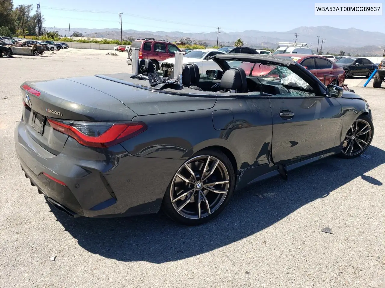 2021 BMW M440I VIN: WBA53AT00MCG89637 Lot: 64332165