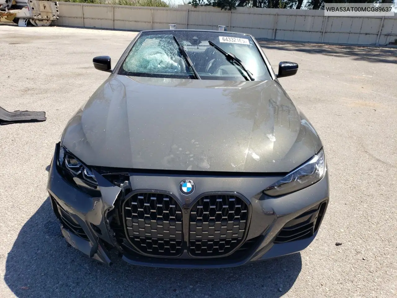 2021 BMW M440I VIN: WBA53AT00MCG89637 Lot: 64332165