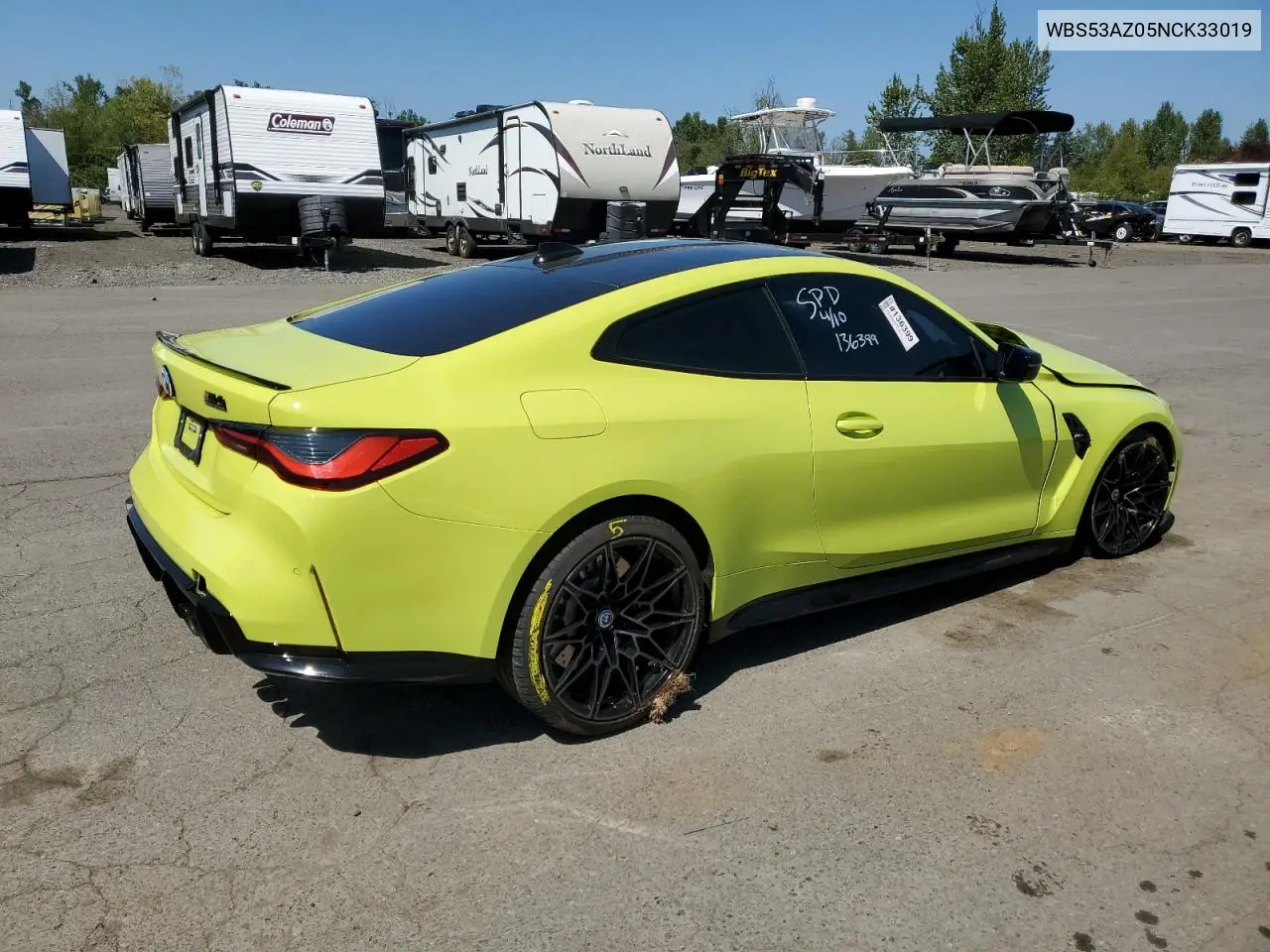 2022 BMW M4 VIN: WBS53AZ05NCK33019 Lot: 53568885