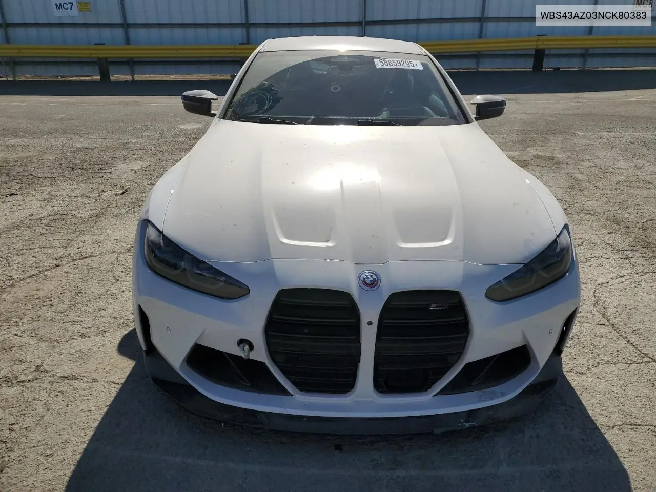 2022 BMW M4 Competition VIN: WBS43AZ03NCK80383 Lot: 58859295