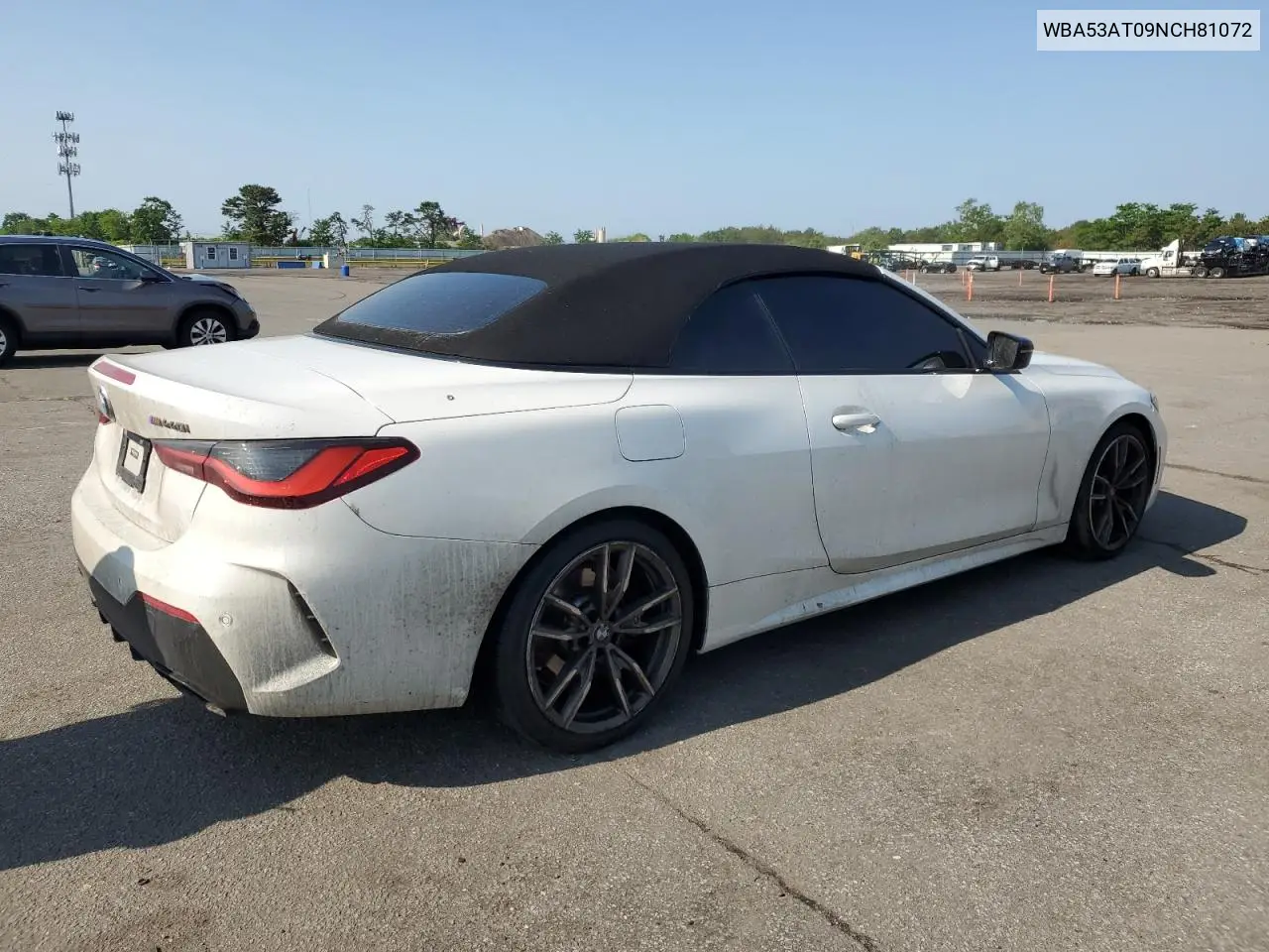 2022 BMW M440I VIN: WBA53AT09NCH81072 Lot: 60467535
