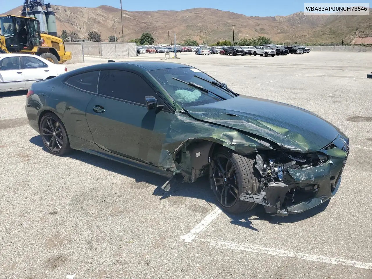 2022 BMW M440I VIN: WBA83AP00NCH73546 Lot: 62530305