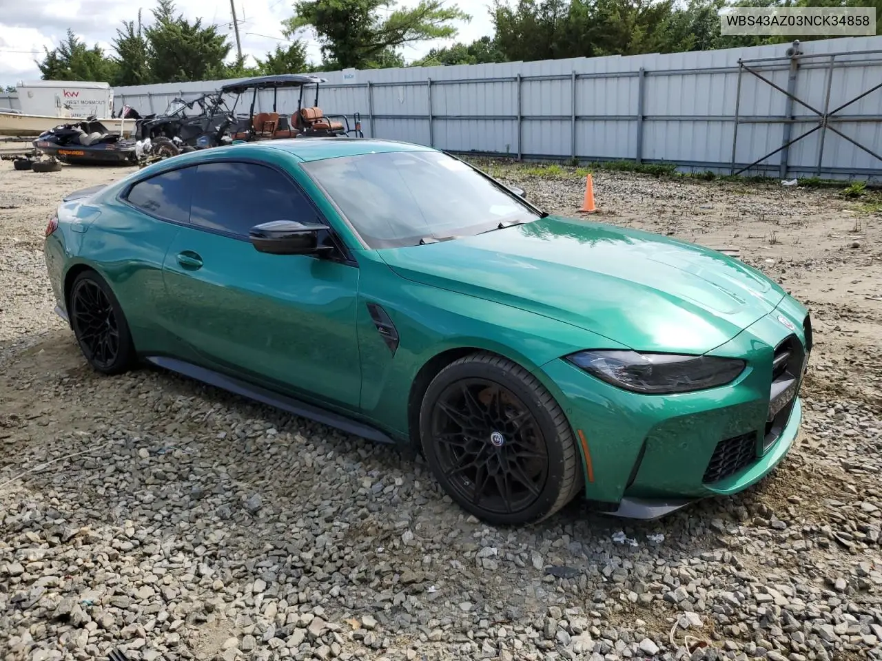 2022 BMW M4 Competition VIN: WBS43AZ03NCK34858 Lot: 64733515