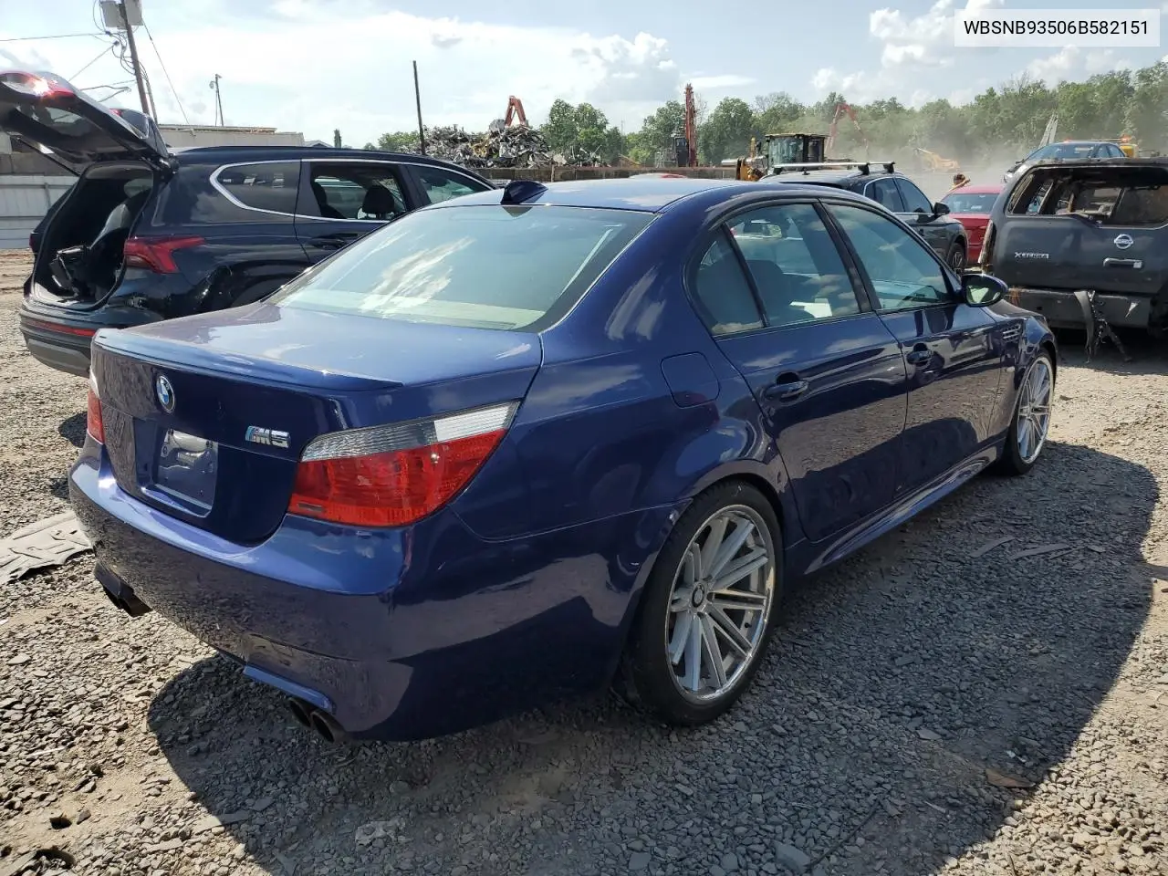 2006 BMW M5 VIN: WBSNB93506B582151 Lot: 62717965