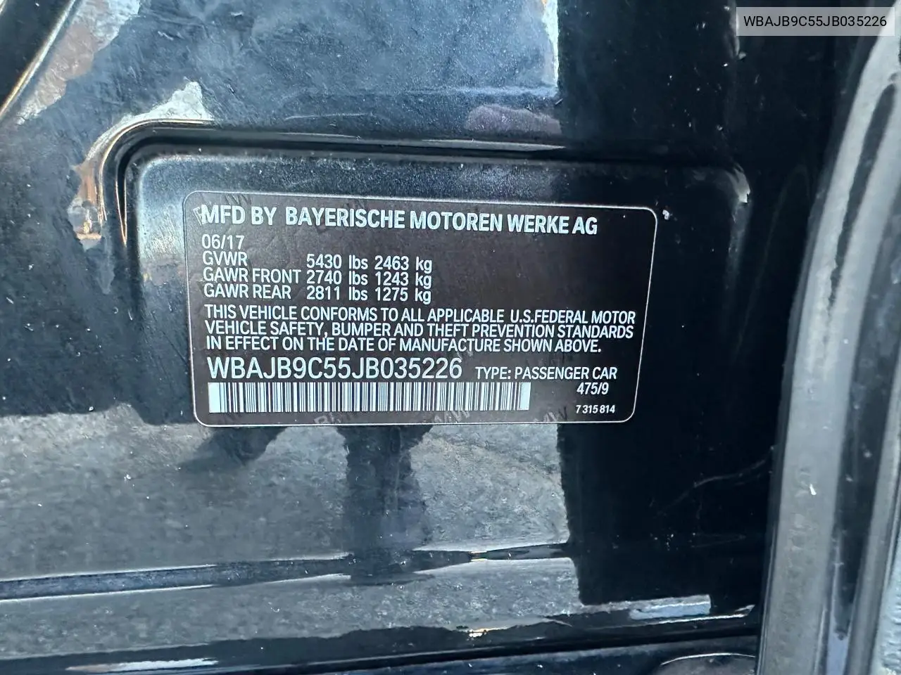 2018 BMW M550Xi VIN: WBAJB9C55JB035226 Lot: 57062675