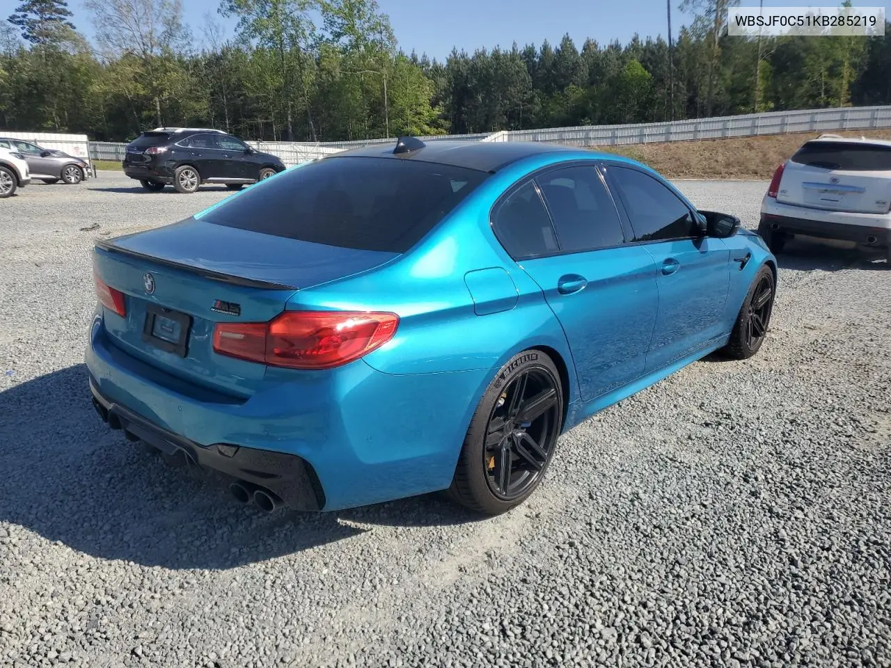 2019 BMW M5 VIN: WBSJF0C51KB285219 Lot: 53071015