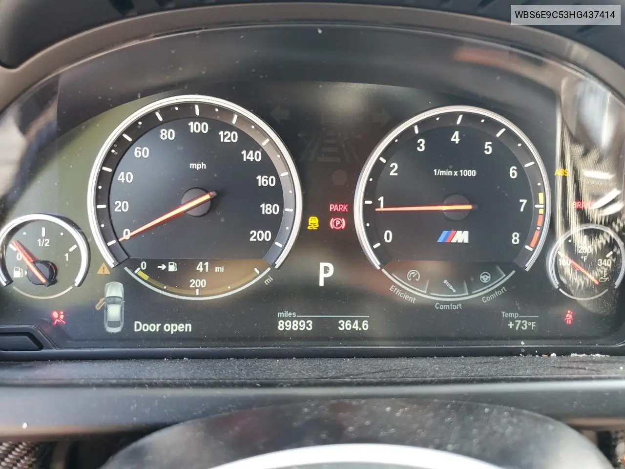2017 BMW M6 Gran Coupe VIN: WBS6E9C53HG437414 Lot: 61141685